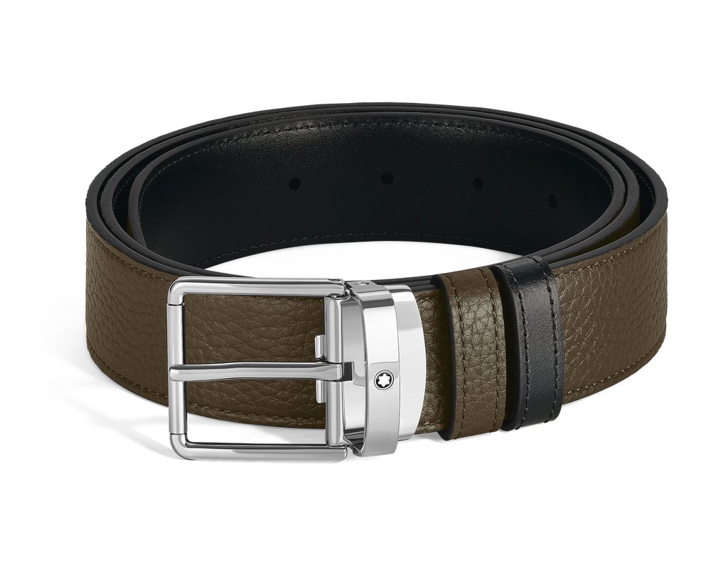 Cintura reversibile 35 mm in pelle kaki/nera con fibbia Everyday - 221004