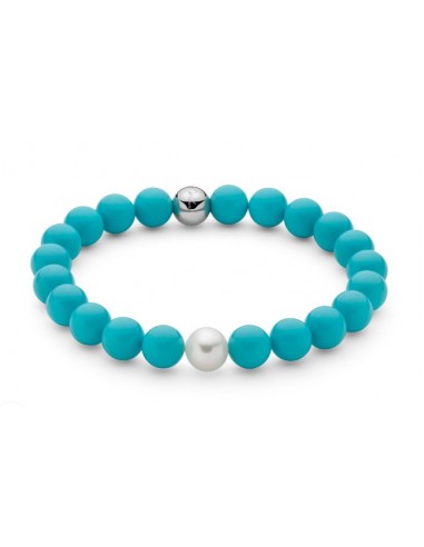 Bracciale elastico MILUNA Terra e Mare in argento 925 con turchese e perla - PBR3661