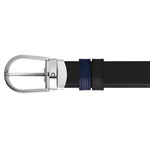 Cintura Montblanc reversibile con fibbia a ferro di cavallo 30 mm in pelle nera/blu inchiostro - MB 198586