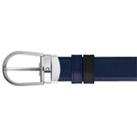 Cintura Montblanc reversibile con fibbia a ferro di cavallo 30 mm in pelle nera/blu inchiostro - MB 198586