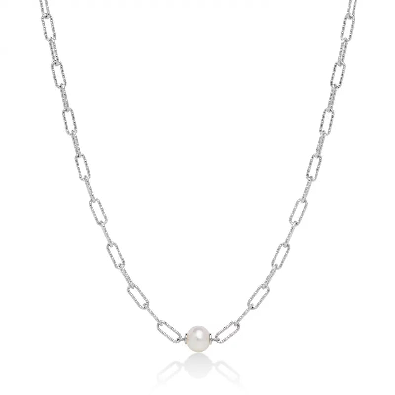 Collana Miluna con catena a maglia, in argento con perla PCL6021B