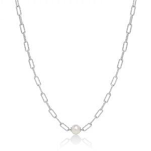 Collana Miluna con catena a maglia, in argento con perla PCL6021B