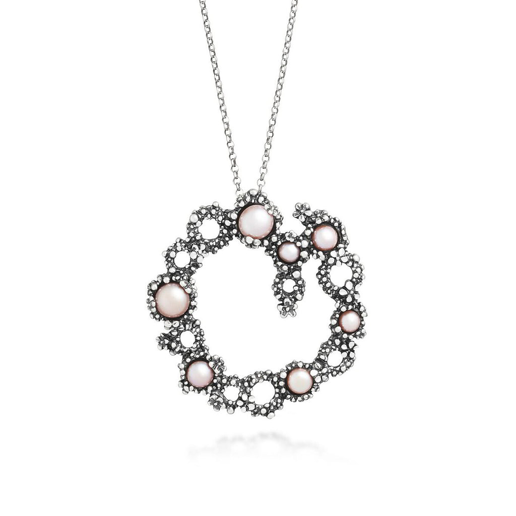 Collana in Argento 925 e perle naturali pendente blossom grande : 12487