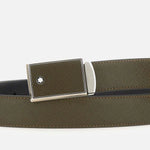 Cintura Reversibile 30 mm Con Targhetta con Intarsi in Pelle Sartorial - MB 222217