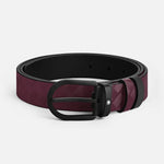 Cintura reversibile 30 mm in pelle cassis/nera con fibbia a ferro di cavallo -  MB 220020