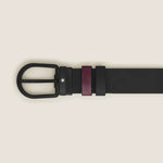 Cintura reversibile 30 mm in pelle cassis/nera con fibbia a ferro di cavallo -  MB 220020