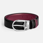 Cintura reversibile 35 mm in pelle nera/cassis con fibbia a ferro di cavallo MB 199640