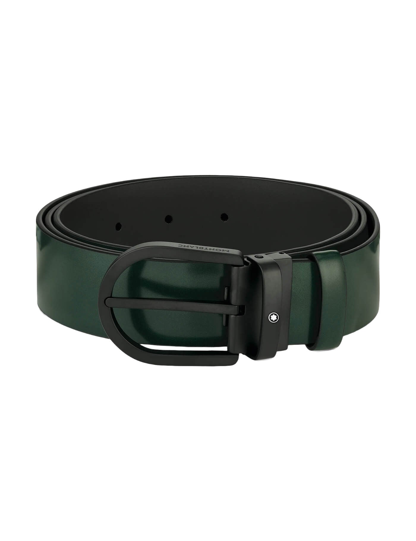 Cintura da 35 mm in pelle verde con fibbia a ferro di cavallo MB129428