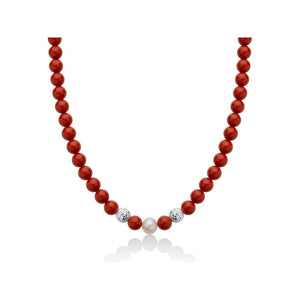 Collana Miluna con perle corallo e argento PCL6196